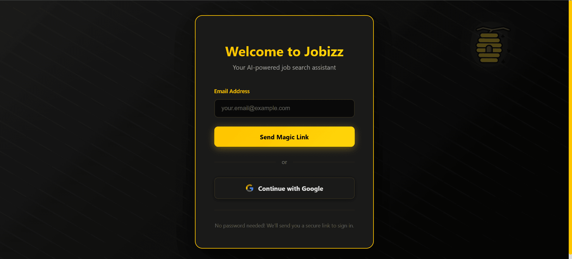 Jobizz - AI-integrated full-stack website screenshot 1