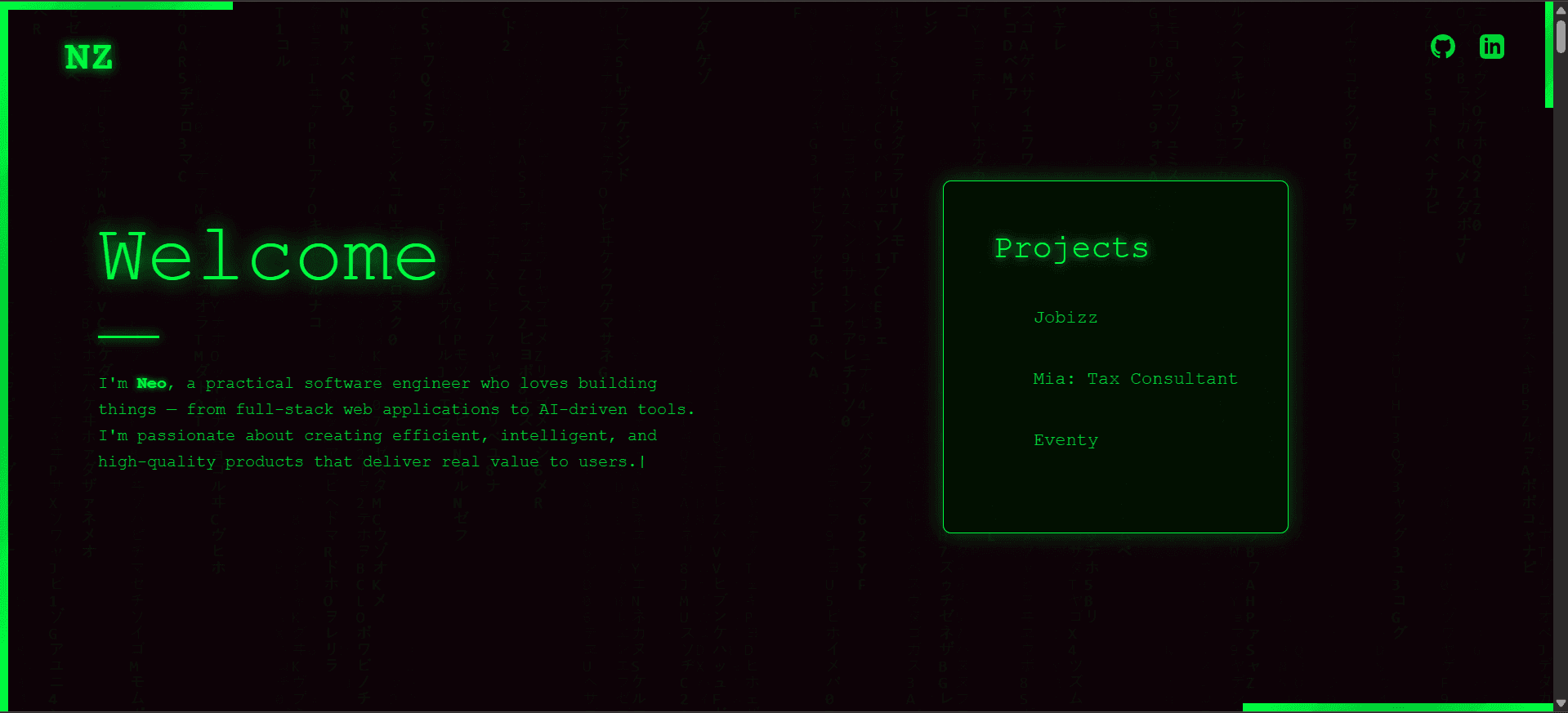 Software Developer Portfolio Page